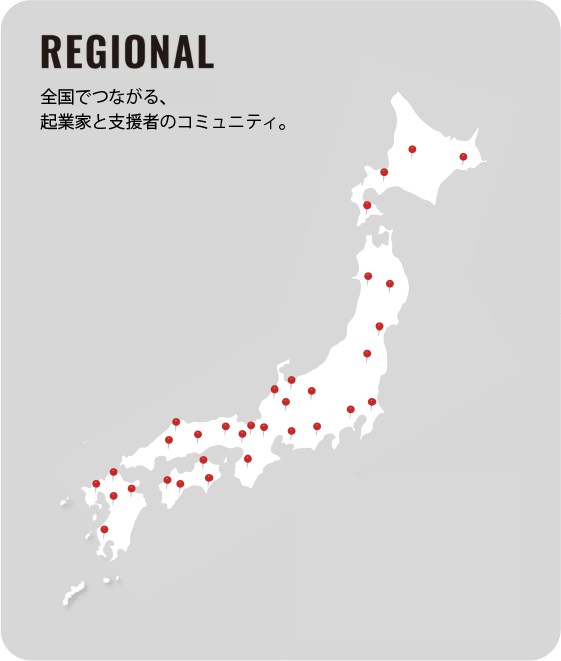 全国でつながる、起業家と支援者のコミュニティ。